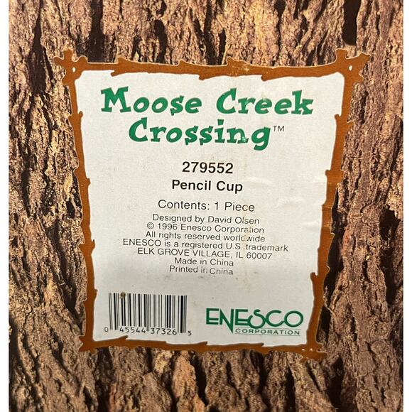 Enesco Moose Creek Crossing Pencil Cup 1996 Boat Trees Nature Canoe #279552 - Picture 8 of 8